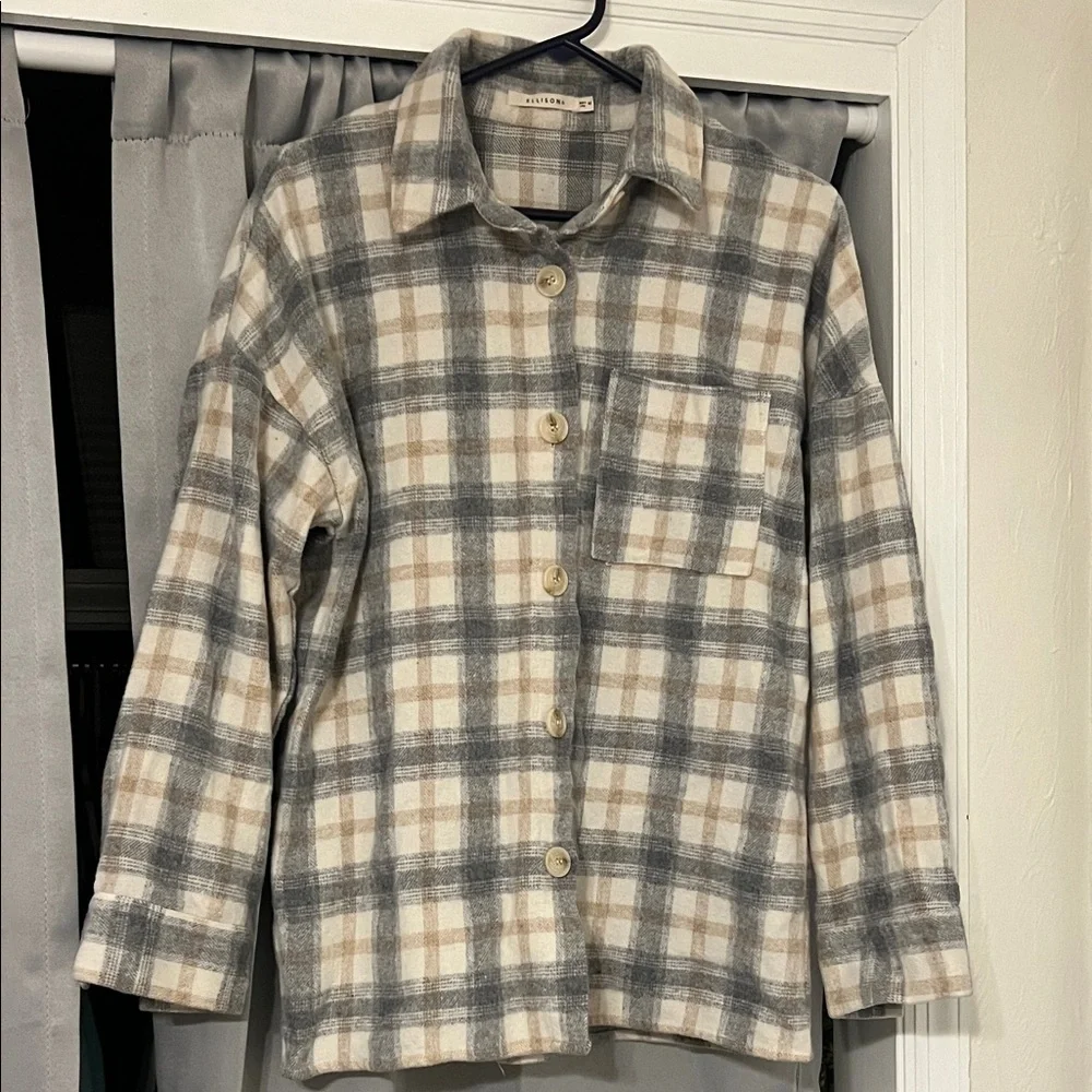Plaid Button-Up Shacket - Picture 1 of 2
